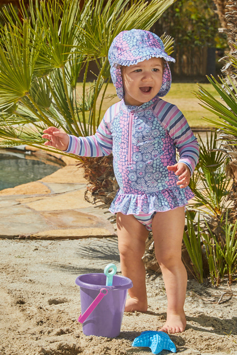 Baby Girl's Long Sleeve Ruffled Swim Suit