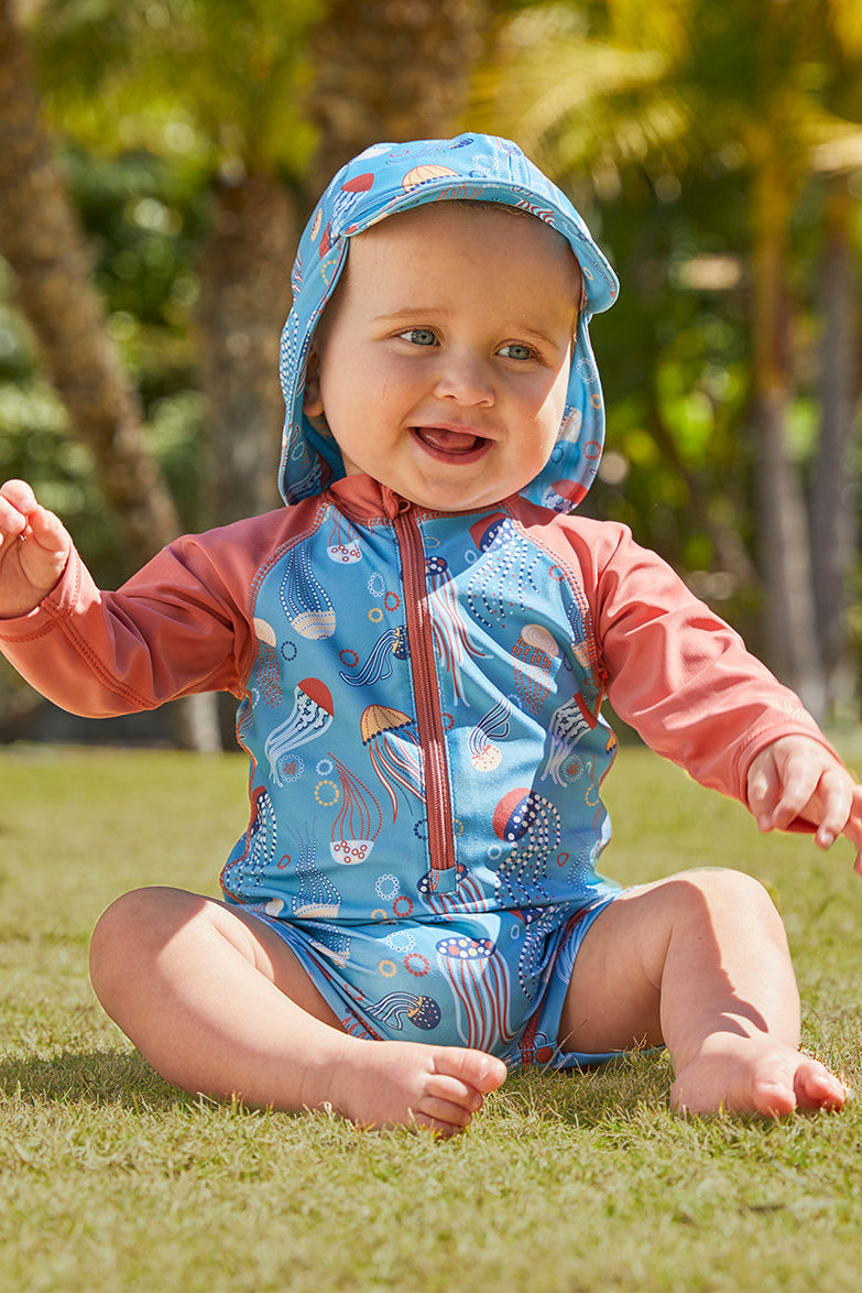 Baby Boy's Long Sleeve Swim Romper