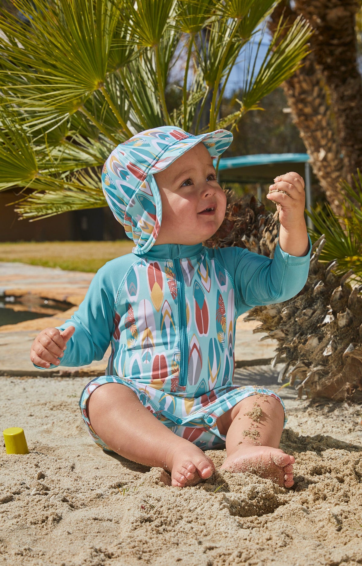Baby Boy's Long Sleeve Swim Romper