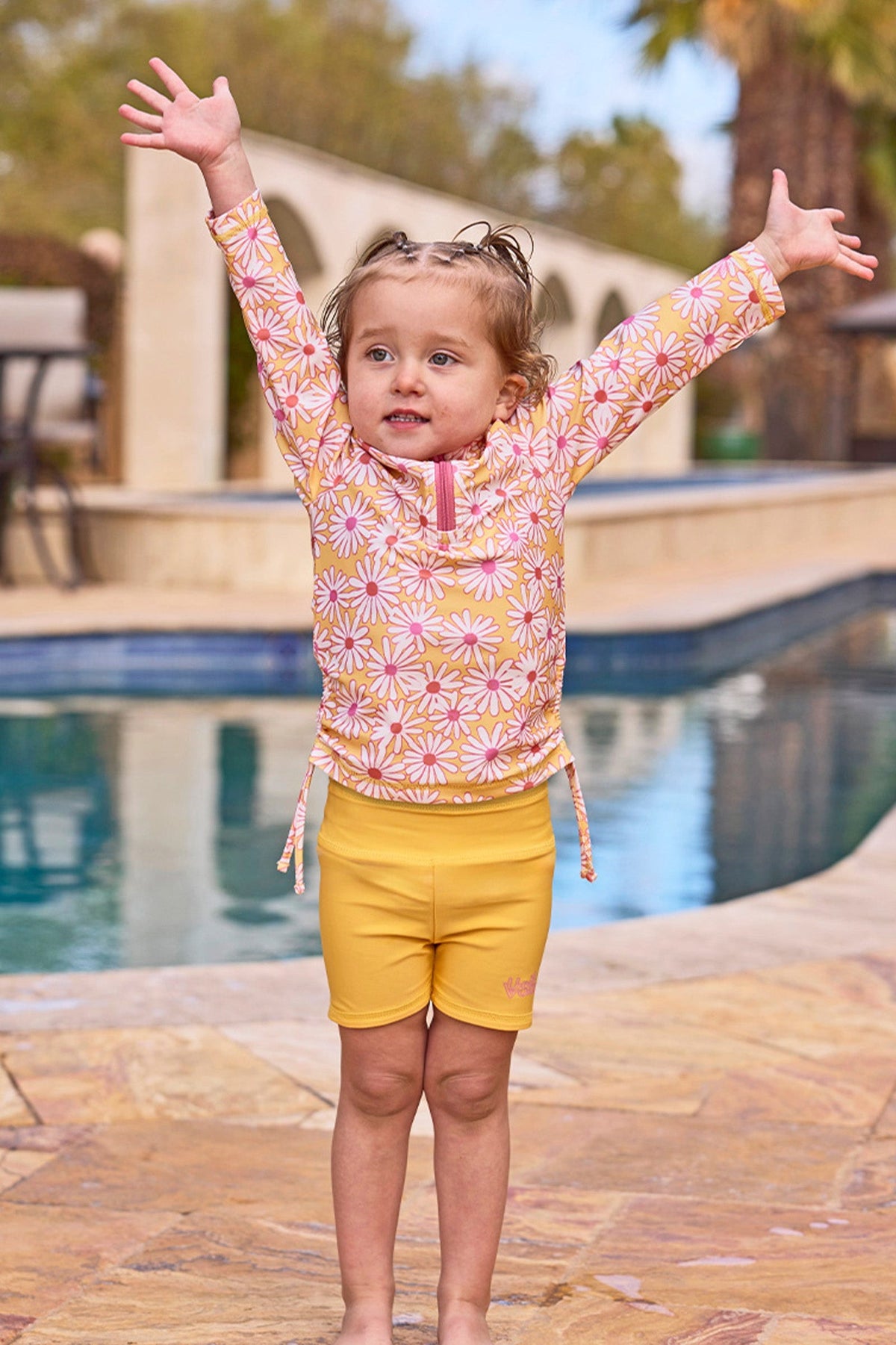 Girl's Half Zip Ruched Sun & Swim Shirt