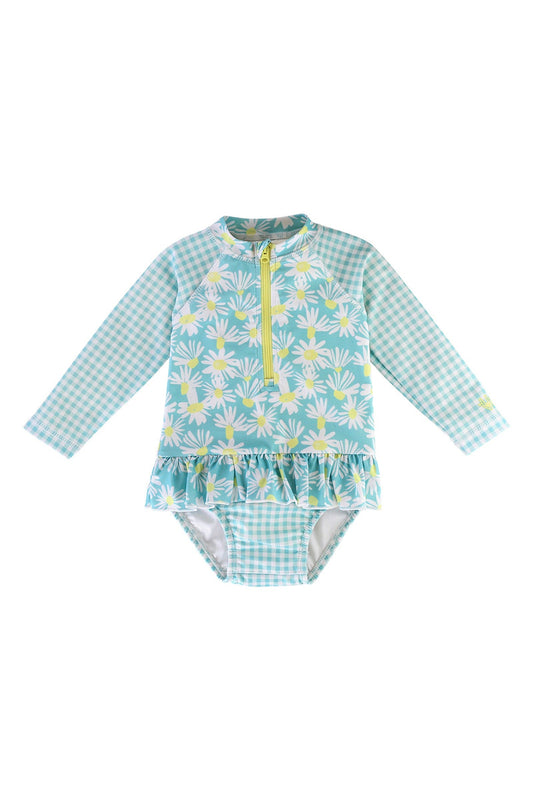 Baby Girl's Long Sleeve Ruffled Swim Suit