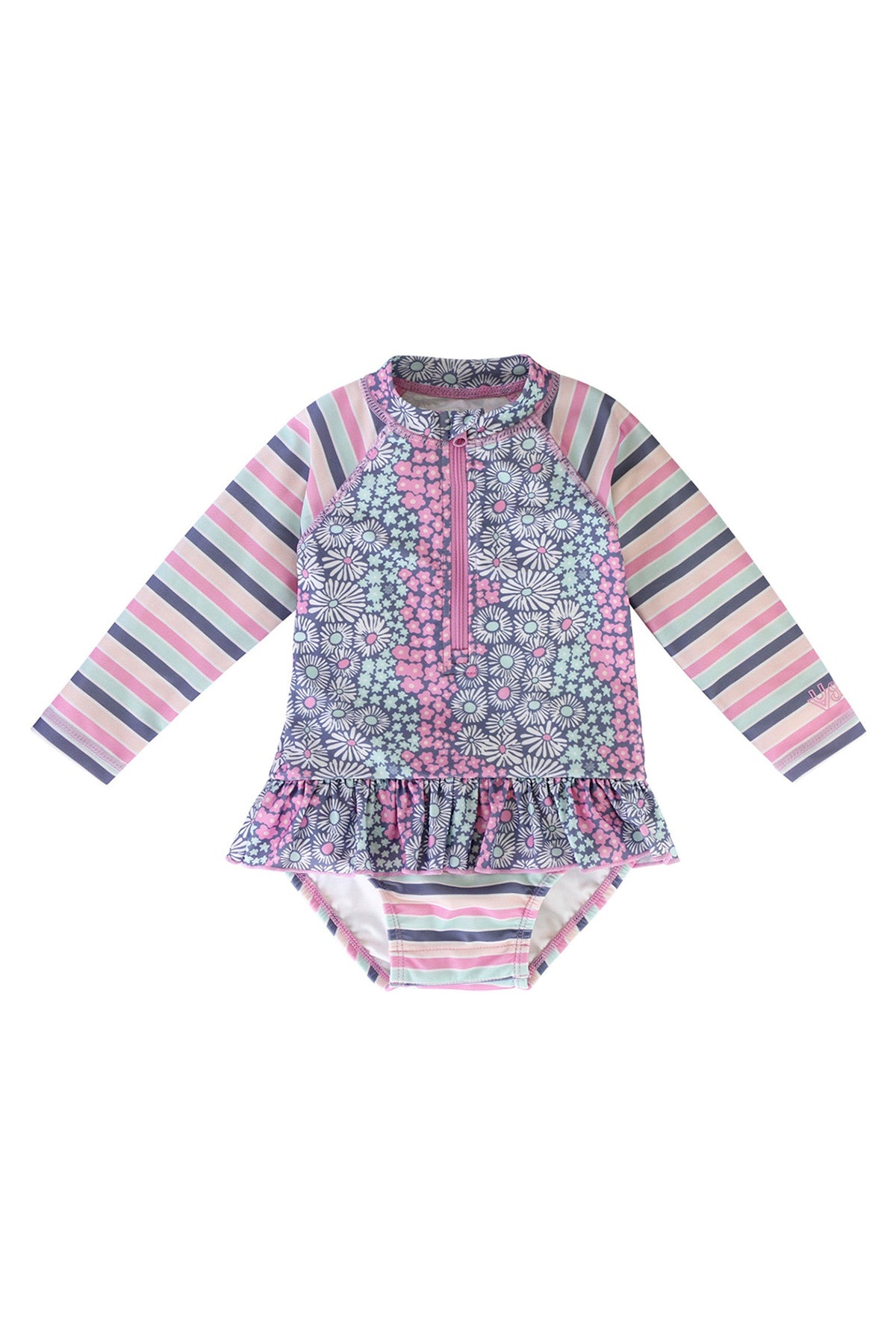 Baby Girl's Long Sleeve Ruffled Swim Suit