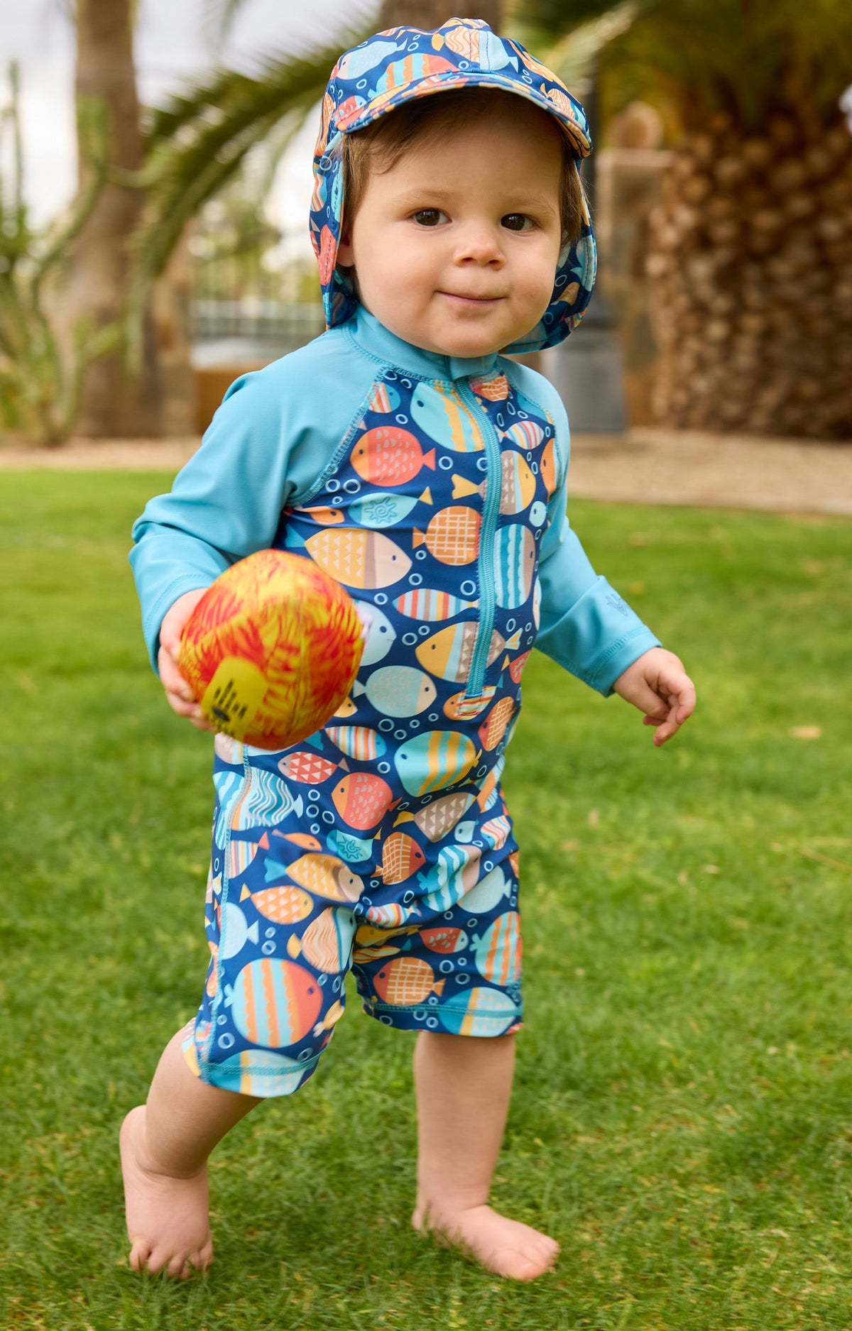 Baby Boy's Long Sleeve Swim Romper