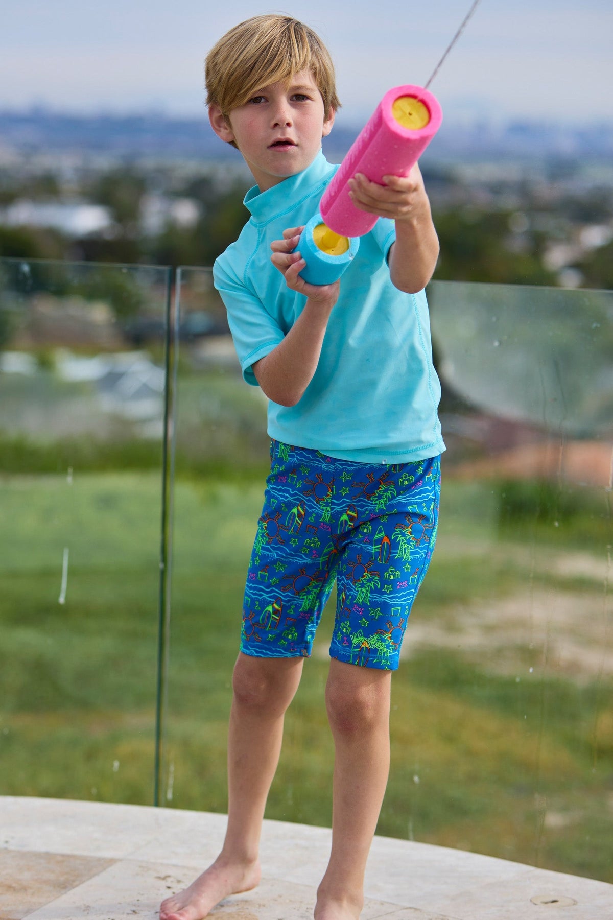 Kid's Neon Short Sleeve Sun & Swim Shirt